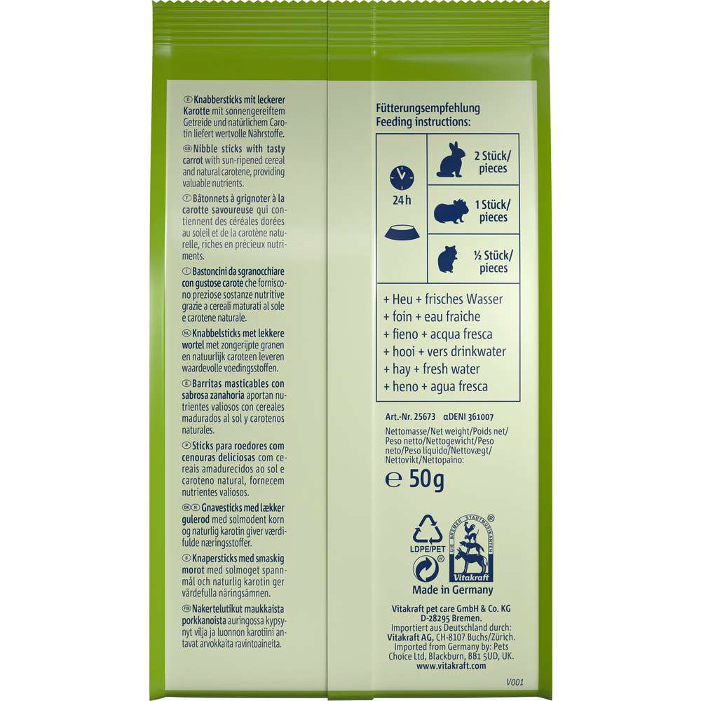 Produktabbildung Vitakraft Nagerfutter Knabbersticks Carotties