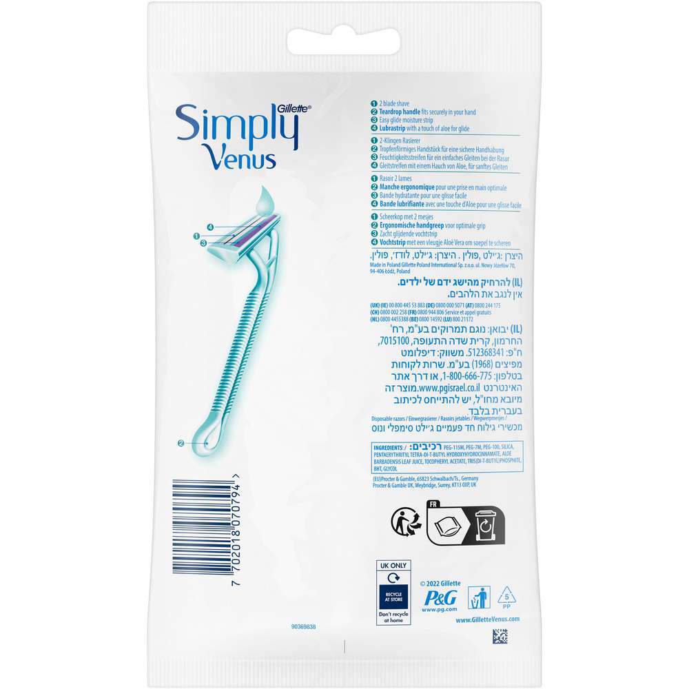 Produktabbildung Gillette Einwegrasierer Simply Venus, 4+2 Rasierer