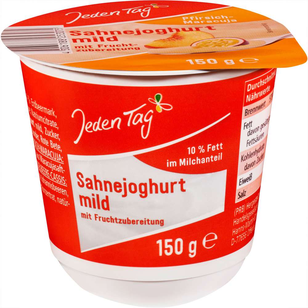 Produktabbildung Jeden Tag Sahnejoghurt mild, Pfirsich-Maracuja