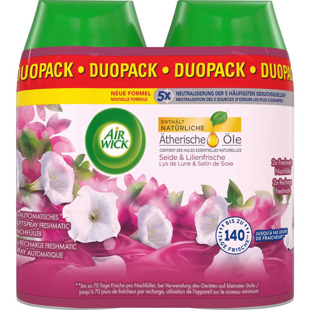 Produktabbildung Air Wick Duftspray Duo Freshmatic Nachfüller, Seide & Lilienfrische