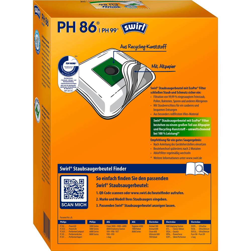 Produktabbildung Swirl Staubsauger Beutel PH86 / PH96