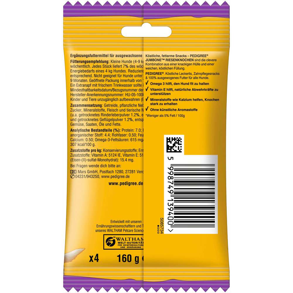 Produktabbildung Pedigree Hunde-Snack Jumbone Riesenknochen, Mini, Rind/Geflügel