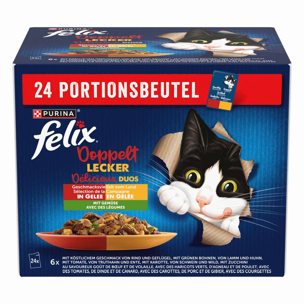 Produktabbildung Felix Katzen-Nassfutter, Doppelt Lecker, Gemüse + Geschmacksvielfalt