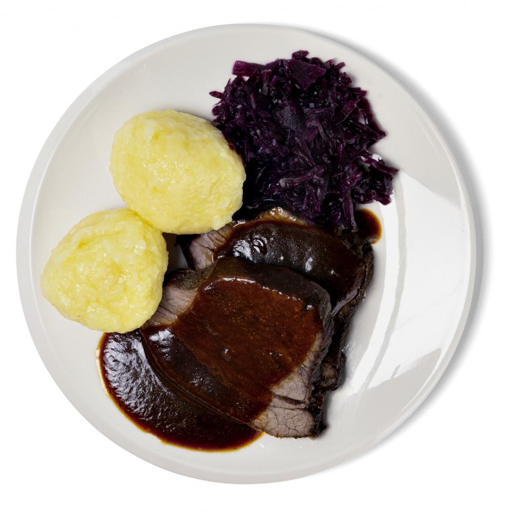 Produktabbildung GLOBUS Tagesgericht Donnerstag: Rinderbraten mit Apfelrotkohl und Klößen