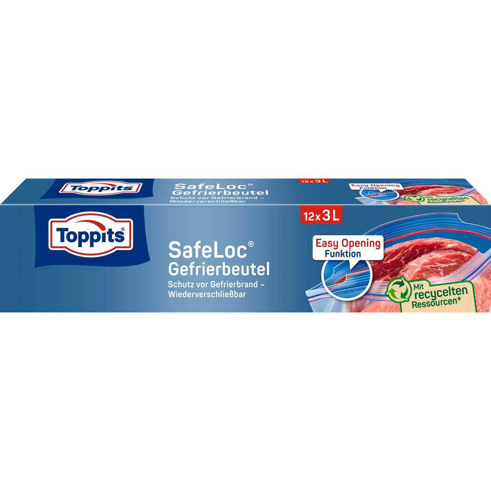 Produktabbildung Toppits Doppelverschluss Gefrierbeutel mit Safeloc-Verschluss, 3l