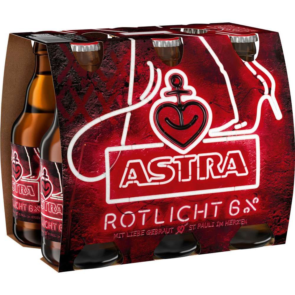 Produktabbildung Astra Rotlicht Bier 6%, 6 x 0,33l