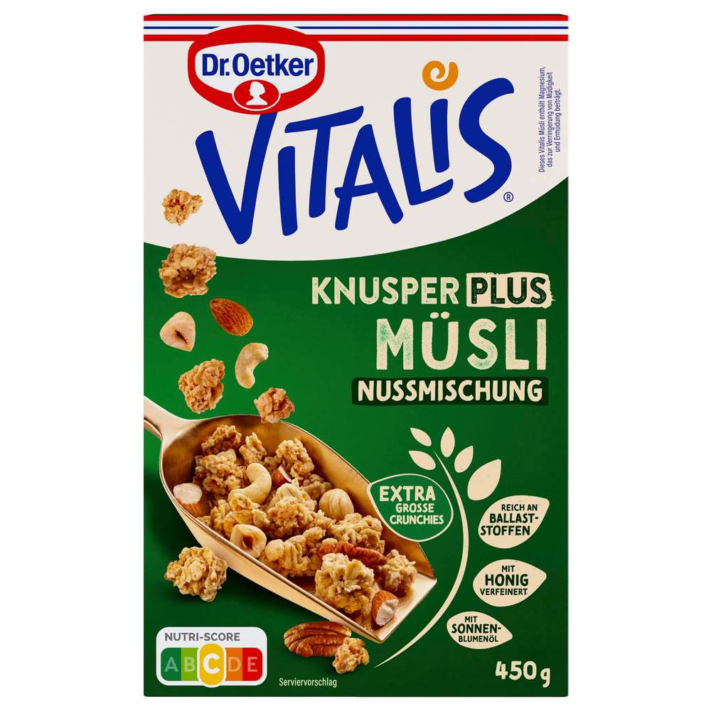 Produktabbildung Dr. Oetker Knusper-Müsli Vitalis, Plus Nussmischung
