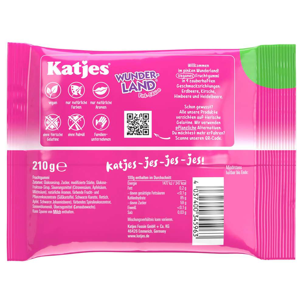 Produktabbildung Katjes Fruchtgummi Wunderland Pink, Vegan
