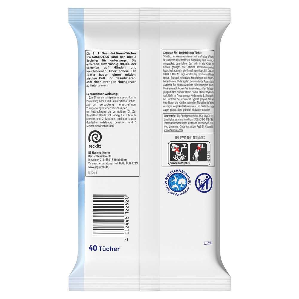 Produktabbildung Sagrotan Desinfektionstücher 2 in 1