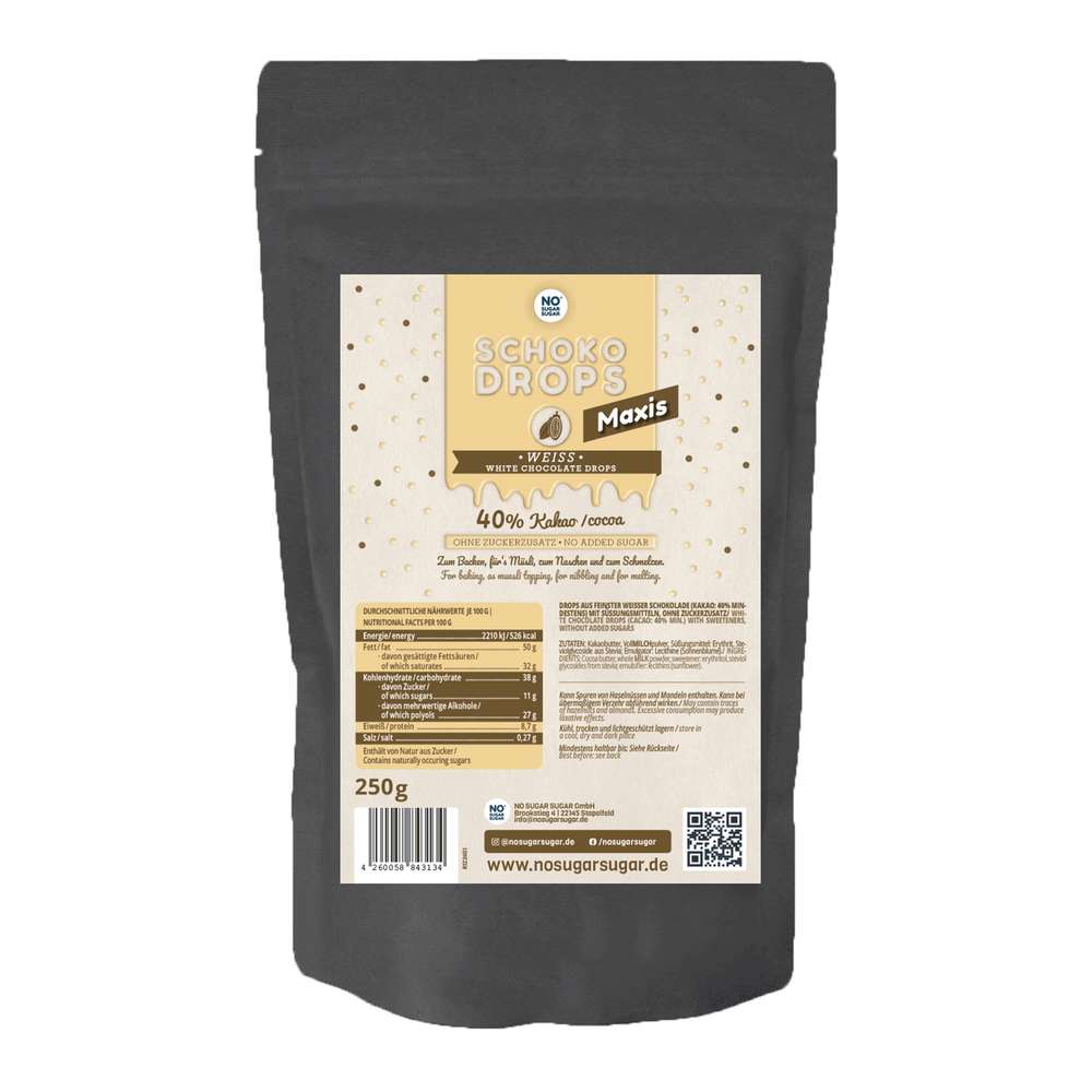 Produktabbildung No Sugar Schokodrops Maxi, Weiß