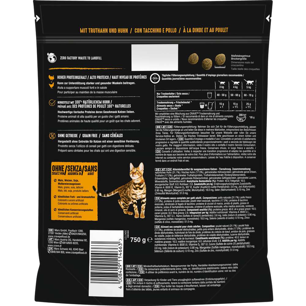 Produktabbildung Crave Katzen-Trockenfutter, Truthahn/Huhn