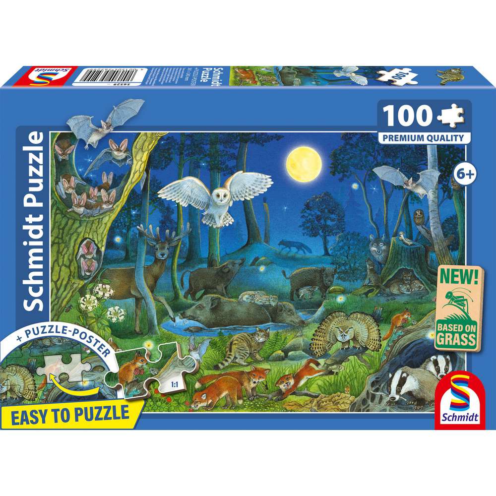 Produktabbildung Schmidt Spiele Puzzle Tiere nachts im Wald