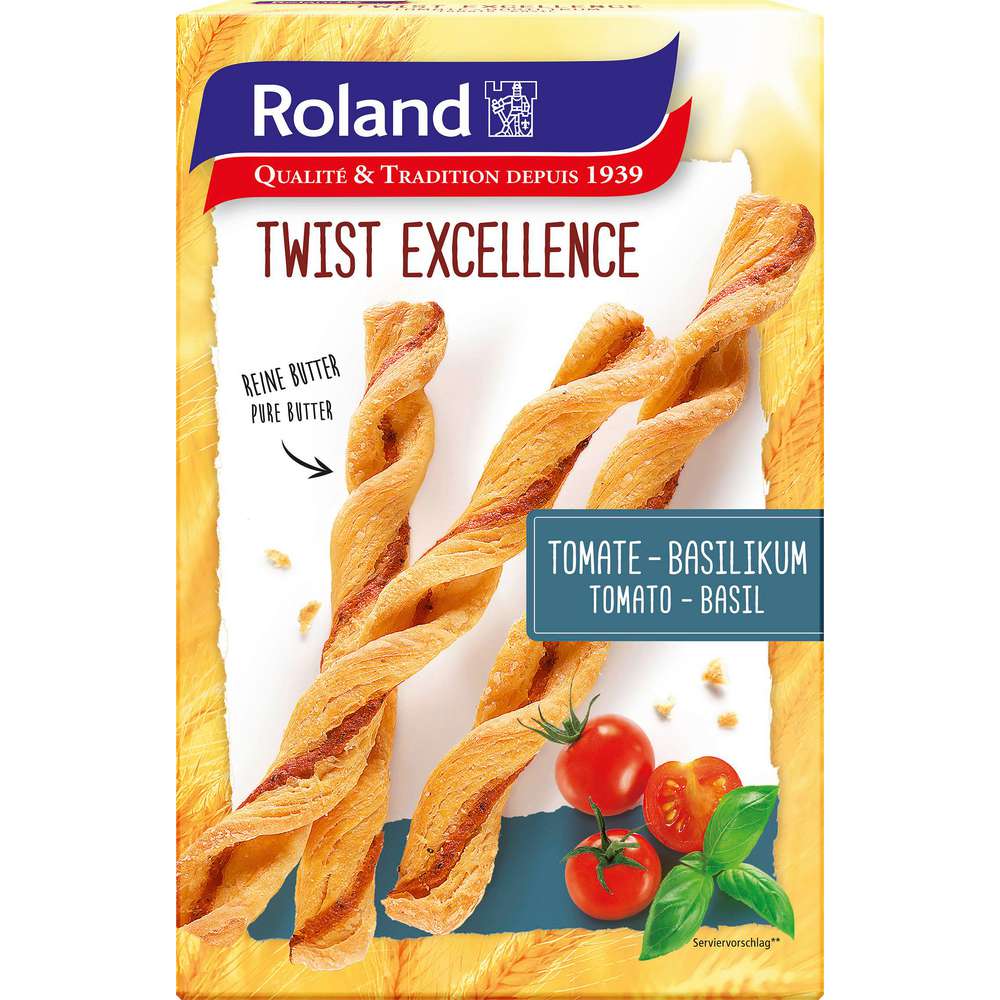 Produktabbildung Roland Gebäckstangen Twist, Tomate/Basilikum
