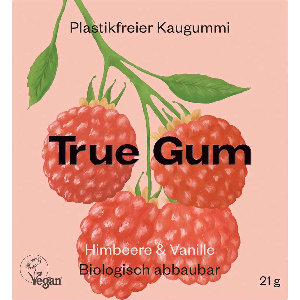 Produktabbildung True Gum Kaugummi, Himbeere und Vanille