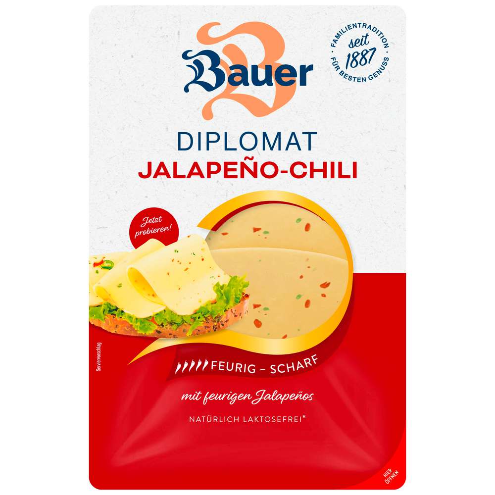 Produktabbildung Bauer Käsescheiben, Diplomat-Jalapeno-Chili