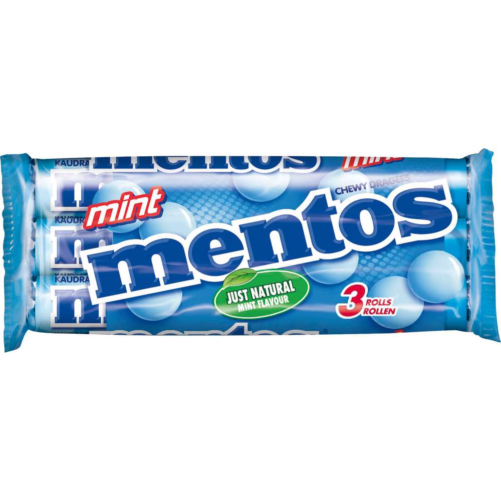 Produktabbildung Mentos Kaubonbons, Minze, 3er Pack (3x 0,038 Kilogramm)