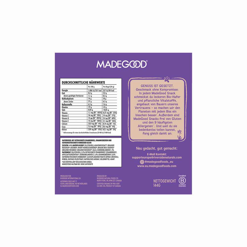 Produktabbildung Made Good Bio Müsliriegel, gemischte Früchte