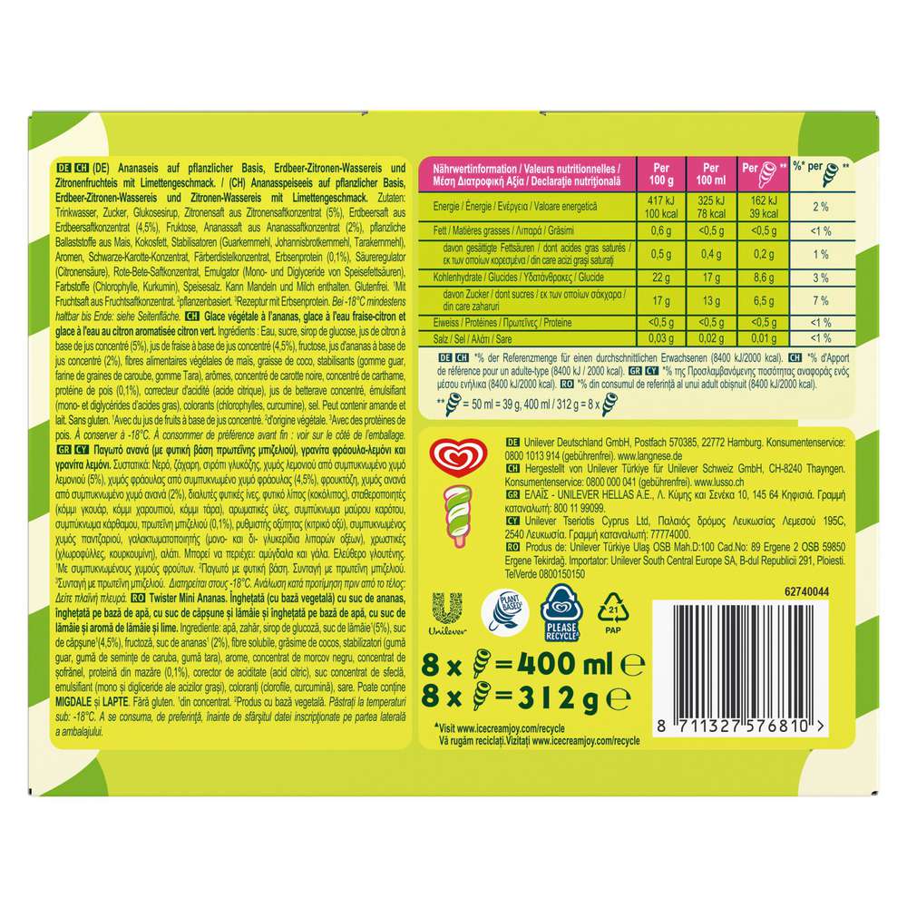 Produktabbildung Langnese Stiel-Eis, Twister Mini Pineapple