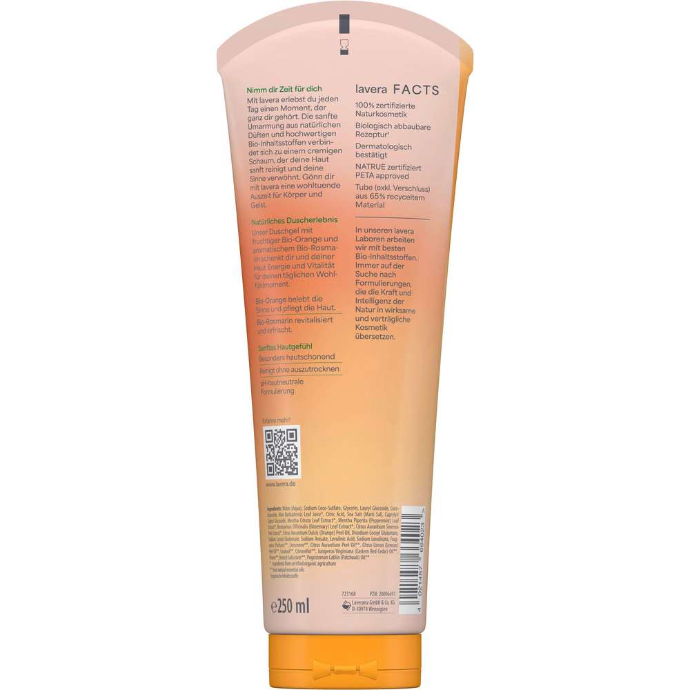Produktabbildung lavera Duschgel  Energize me, Bio-Orange & Bio-Rosmarin