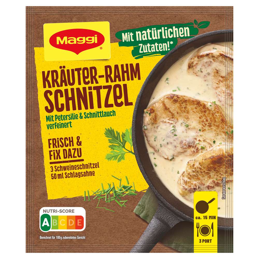 Produktabbildung Maggi Gewürzmischung Fix, Kräuter-Rahm-Schnitzel 100 % natürliche Zutaten