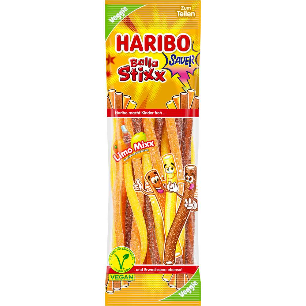 Produktabbildung Haribo Fruchtgummi, Balla Stix Limo Mixx!, Veggie