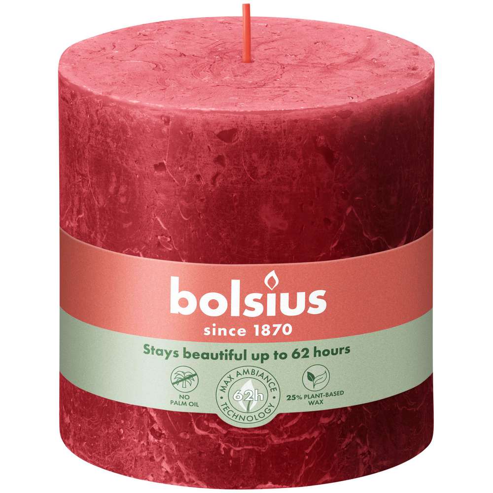 Produktabbildung Bolsius Stumpenkerze Rustik XXL 10x10cm, rot