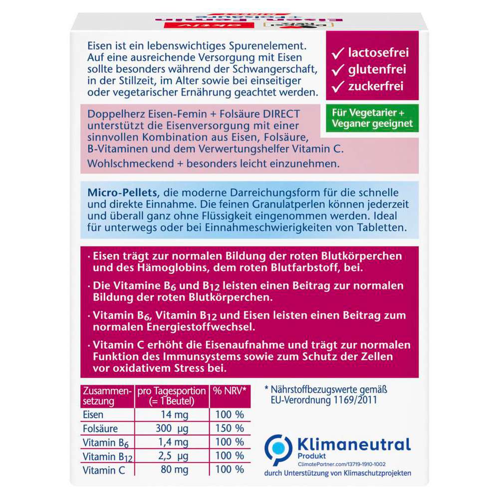 Produktabbildung Doppelherz Eisen-Femin + Folsäure direct