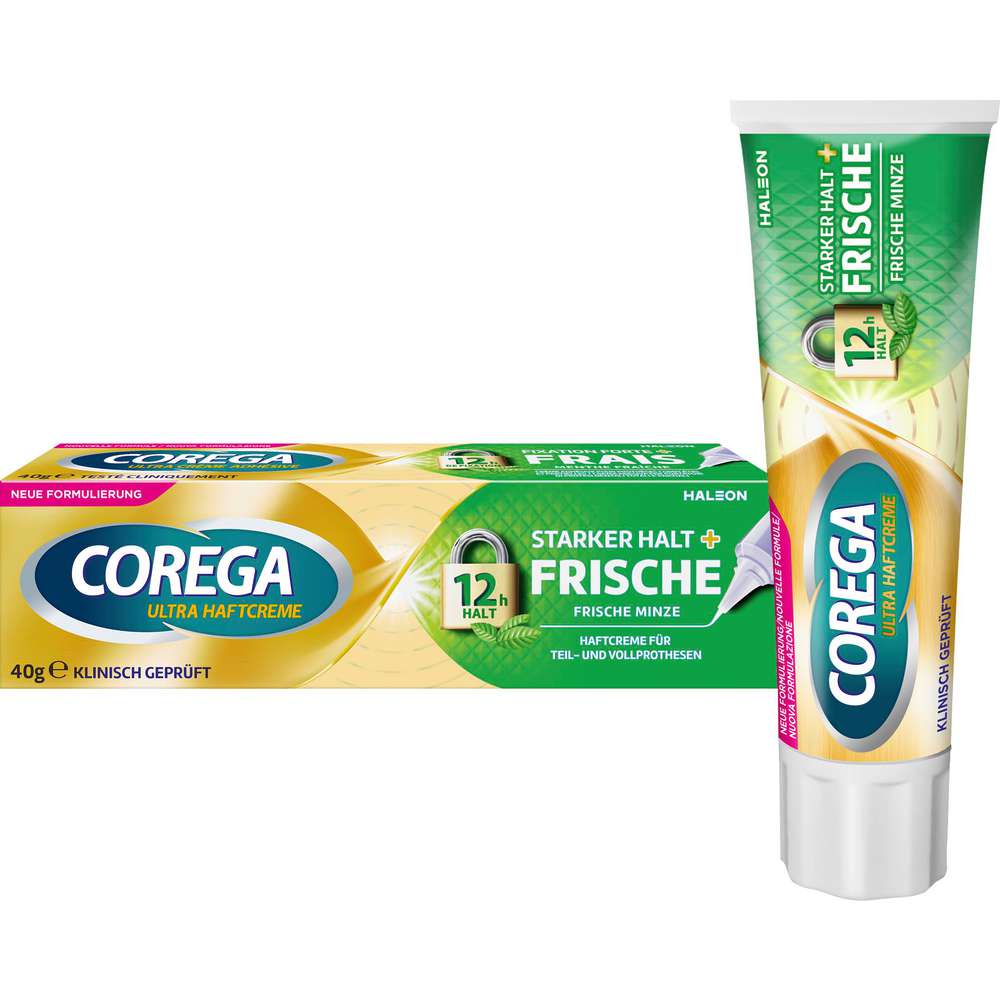 Produktabbildung Corega Ultra Haftcreme Starker Halt + Frische, Minze