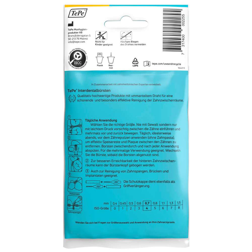 Produktabbildung TePe Interdentalbürsten, 0,7 mm, gelb