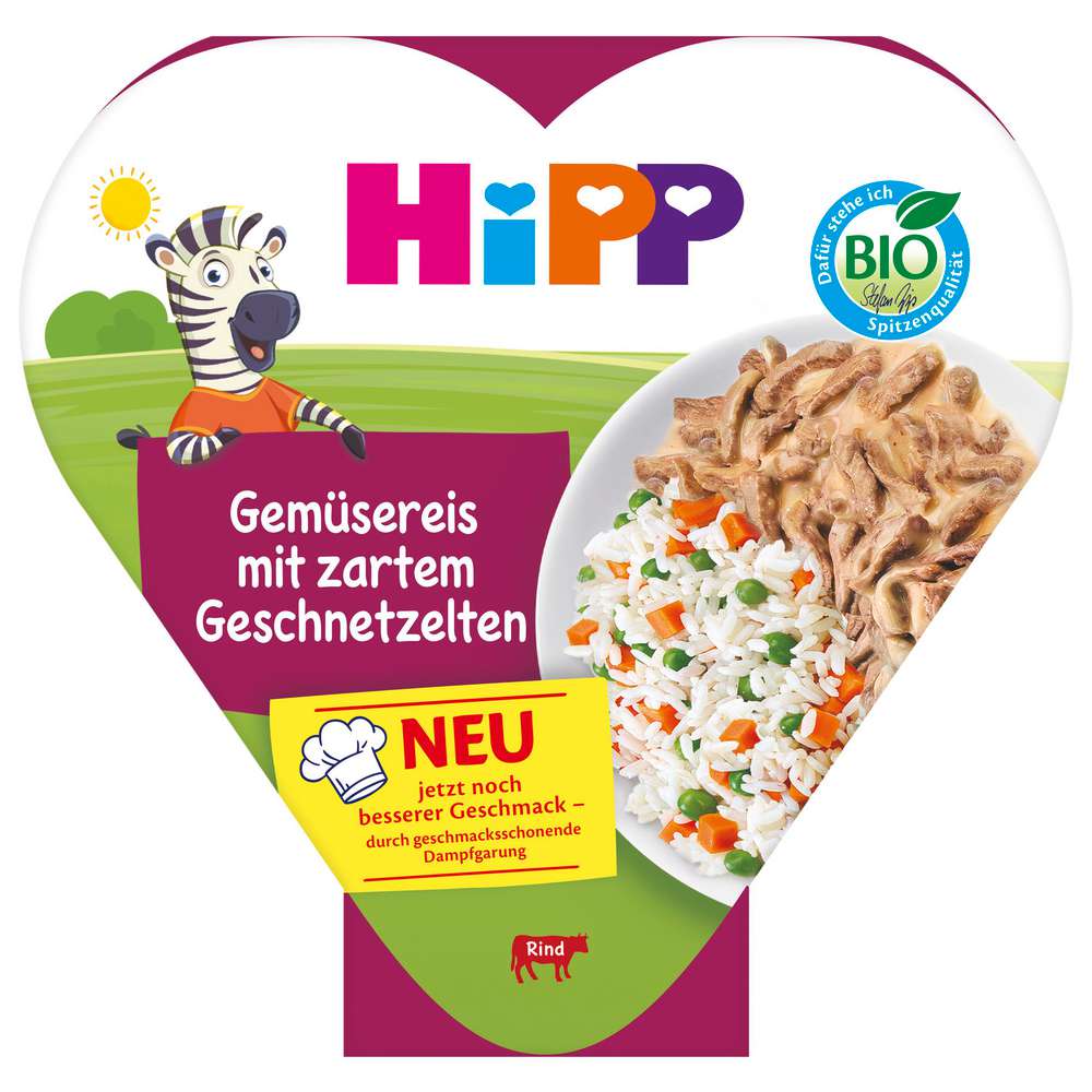 Produktabbildung Hipp Gemüsereis mit zartem Geschnetzelten