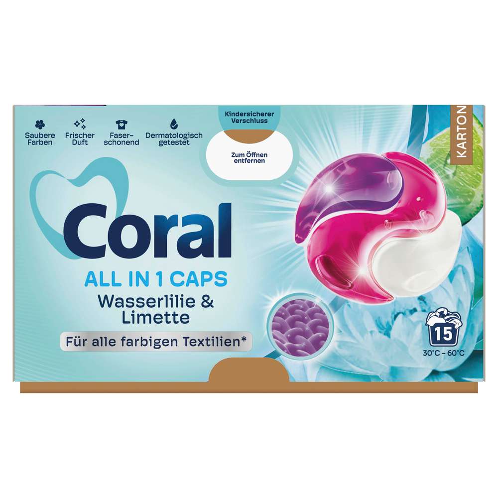 Produktabbildung Coral Color-Waschmittel Caps All in 1, Wasserlilie