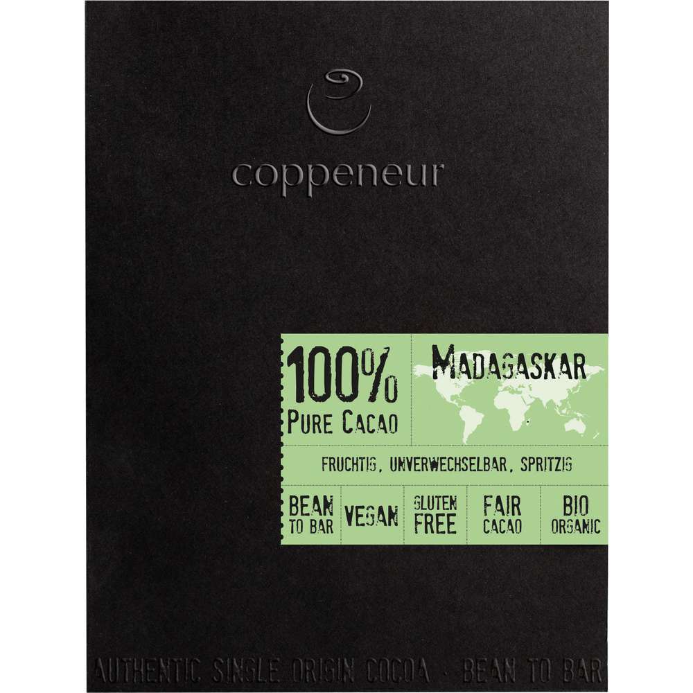 Produktabbildung coppeneur Bio Tafelschokolade Madagaskar, 100% Cacao 