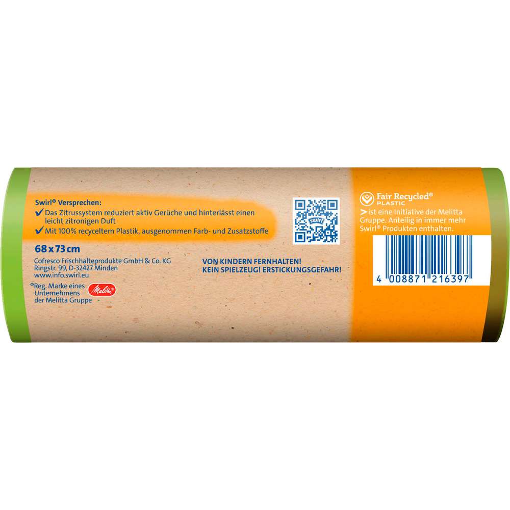 Produktabbildung Swirl Zugband-Müll-Beutel Aktive Frische, 8 x 60l