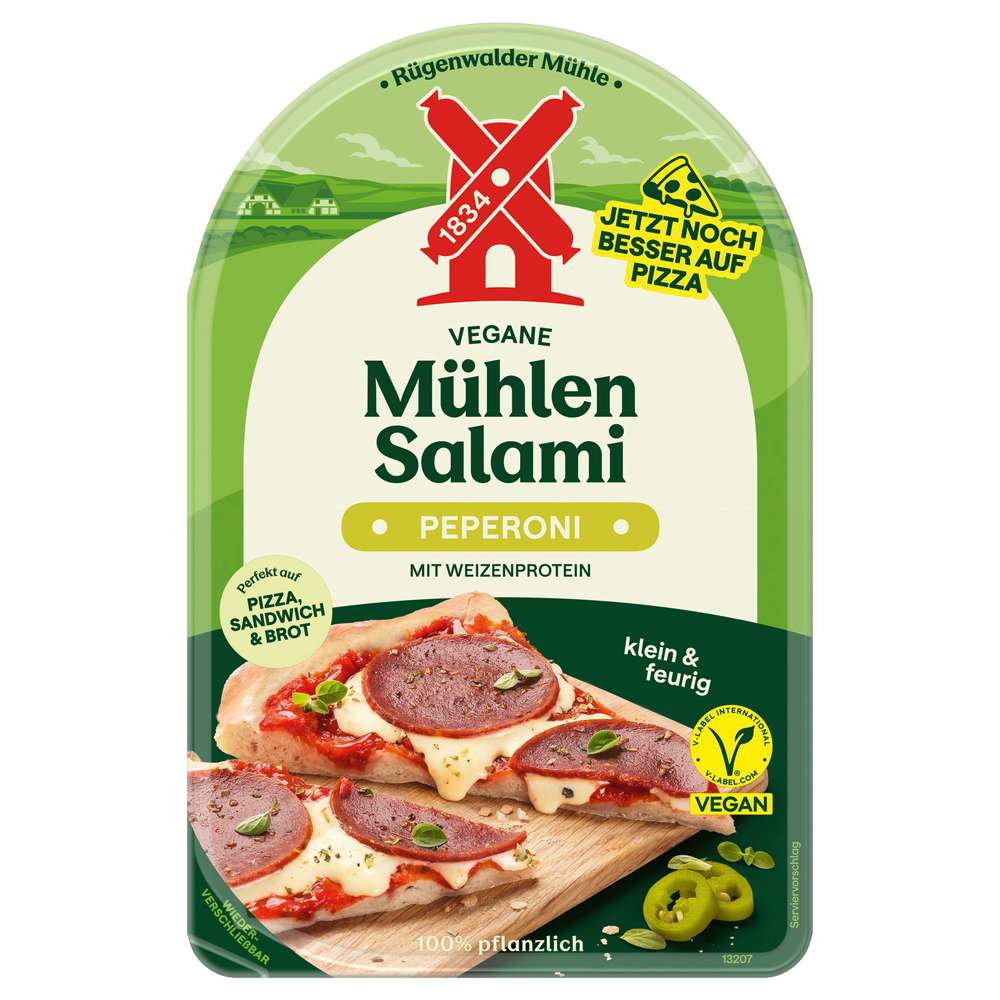 Produktabbildung Rügenwalder Mühle Vegane Mühlen Salami, Peperoni