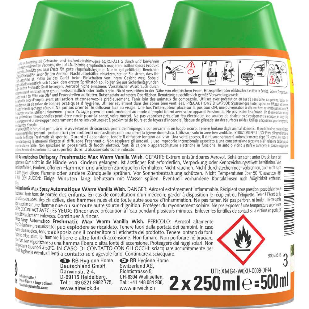 Produktabbildung Air Wick Duftspray Nachfüller Duo, Warm Vanilla Wish