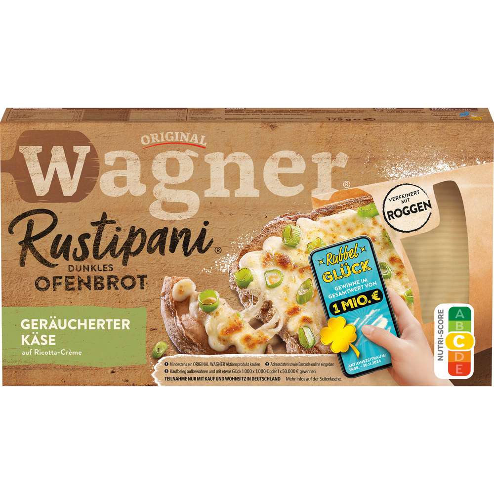 Produktabbildung Wagner Rustipani Geräucherter Käse, tiefgekühlt