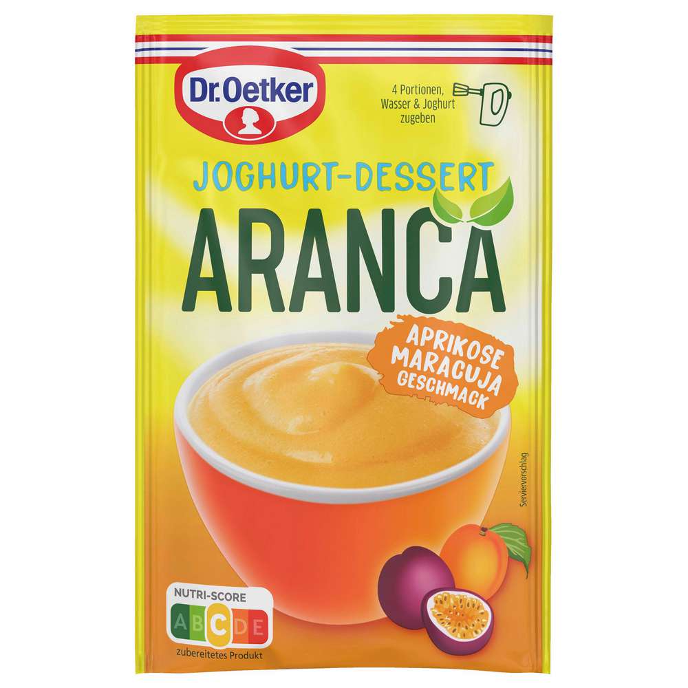 Produktabbildung Dr. Oetker Joghurt Dessert Aranca, Aprikose/Maracuja