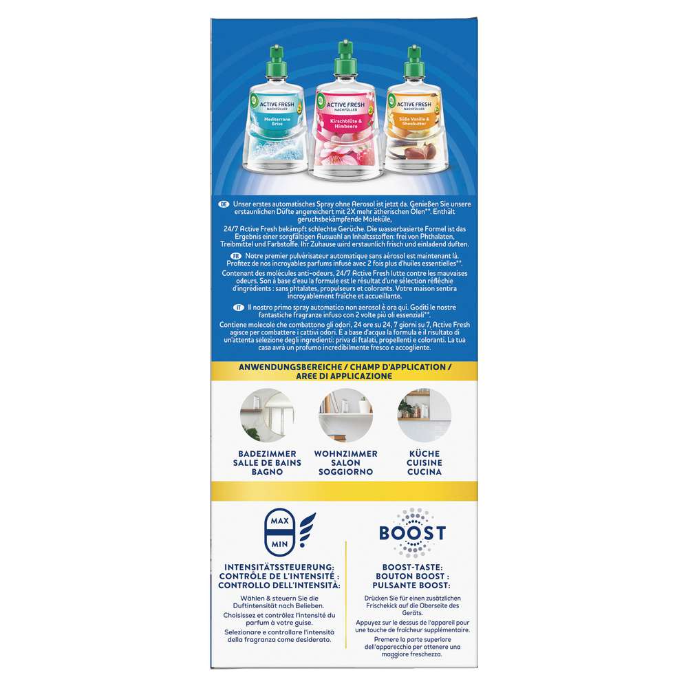 Produktabbildung Air Wick Duftspray 24/7 Active Fresh Starter-Set, Cotton & Weiße Orchidee