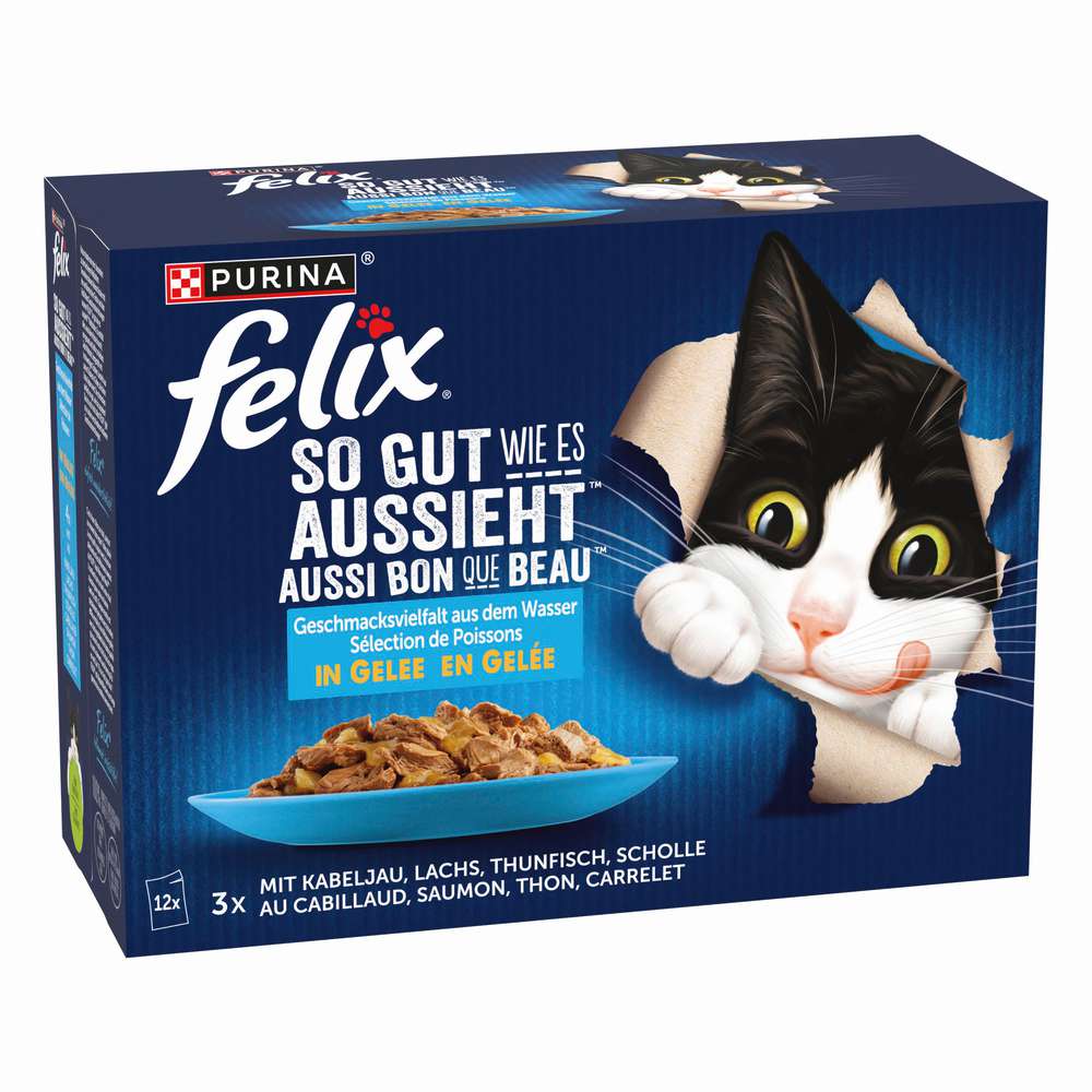 Produktabbildung Purina Katzen-Nassfutter Felix, So gut wie es aussieht, Fischvielfalt in Gelee