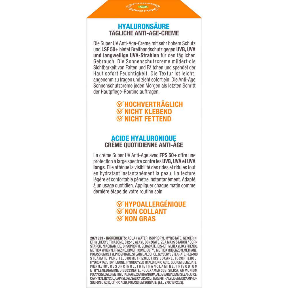 Produktabbildung Garnier Anti-Age Sonnencreme Gesicht, LSF 50