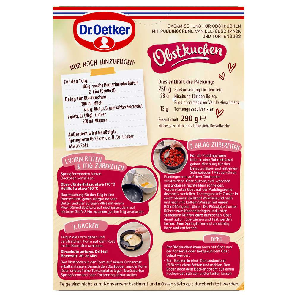 Produktabbildung Dr. Oetker Backmischung, Obstkuchen
