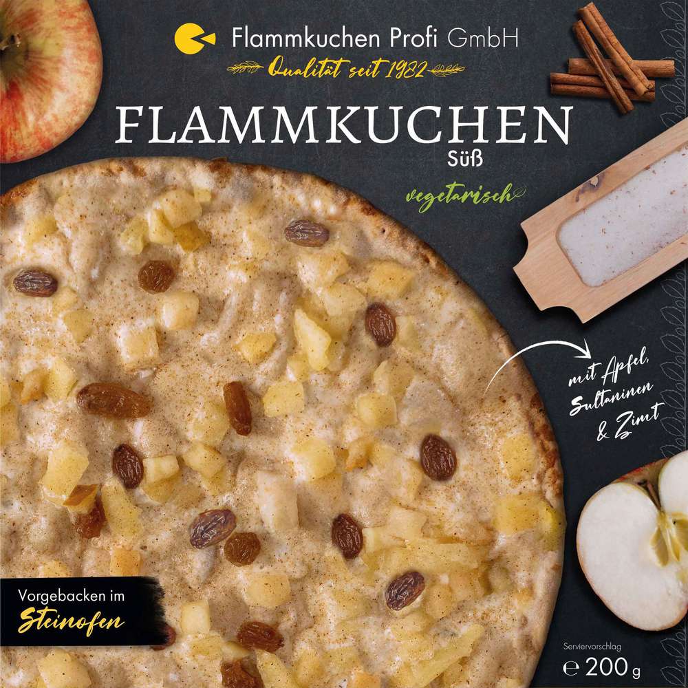 Produktabbildung Flammkuchen Profi Flammkuchen süß mit Äpfeln, tiefgekühlt