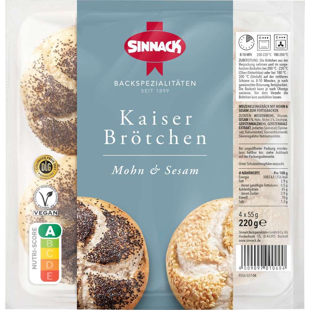 Produktabbildung Sinnack Kaiserbrötchen Mohn & Sesam