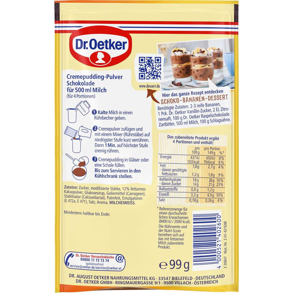 Produktabbildung Dr. Oetker Galetta Schoko-Puddingpulver
