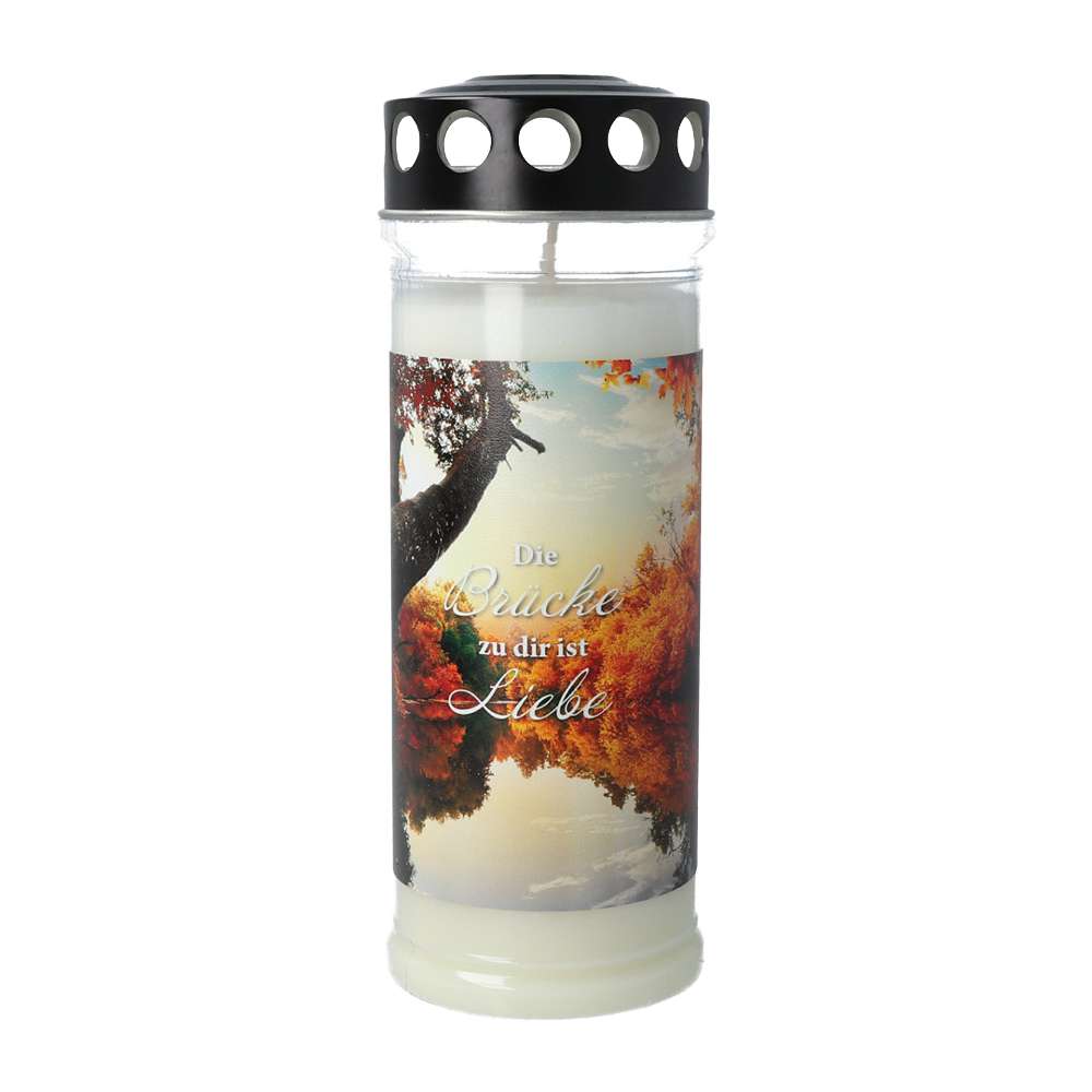 Produktabbildung Hofer Kerzen Premium Grabkerze 7 Tage Motivlicht - Herbstlandschaft