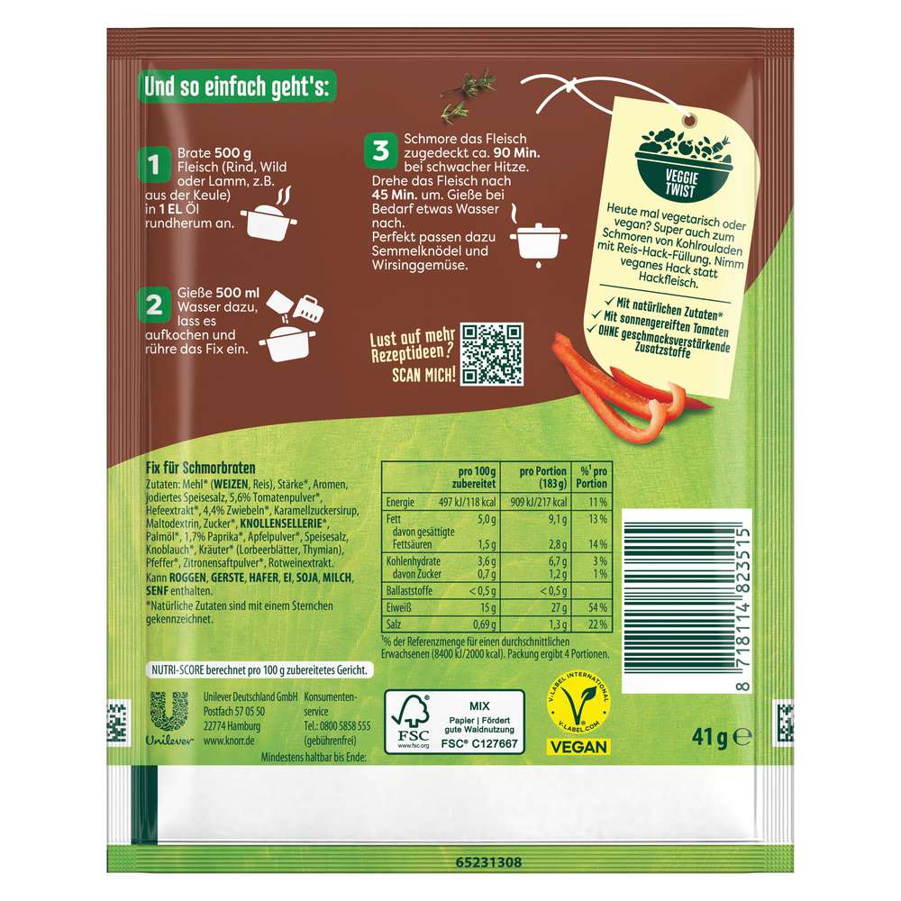 Produktabbildung Knorr Fix Würzmischung Schmorbraten