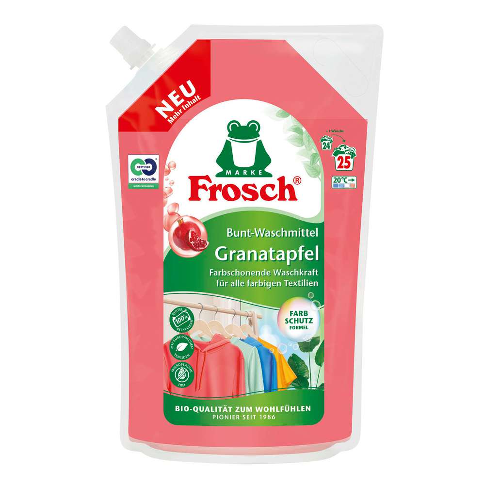 Produktabbildung Frosch Bunt-Waschmittel flüssig, Granatapfel