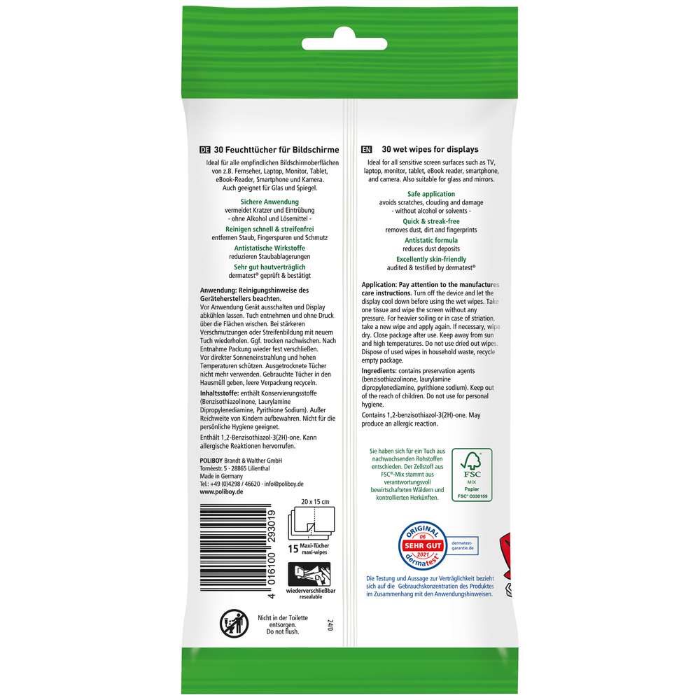Produktabbildung Poliboy Bildschirm-Reinigungstücher