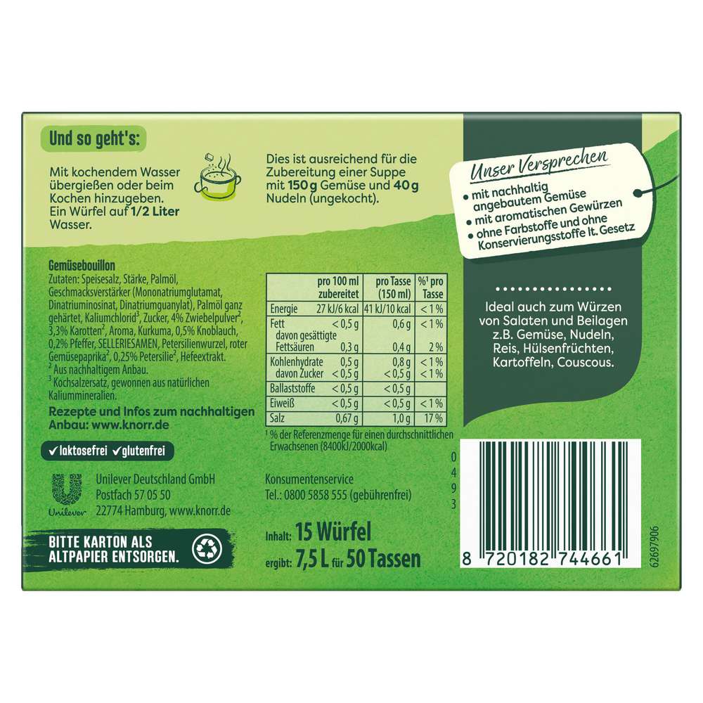 Produktabbildung Knorr Gemüse-Bouillon, Würfel