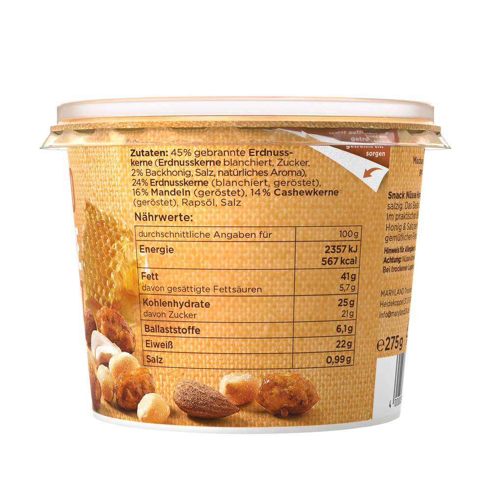 Produktabbildung Maryland Snack-Nüsse Honig & Salz